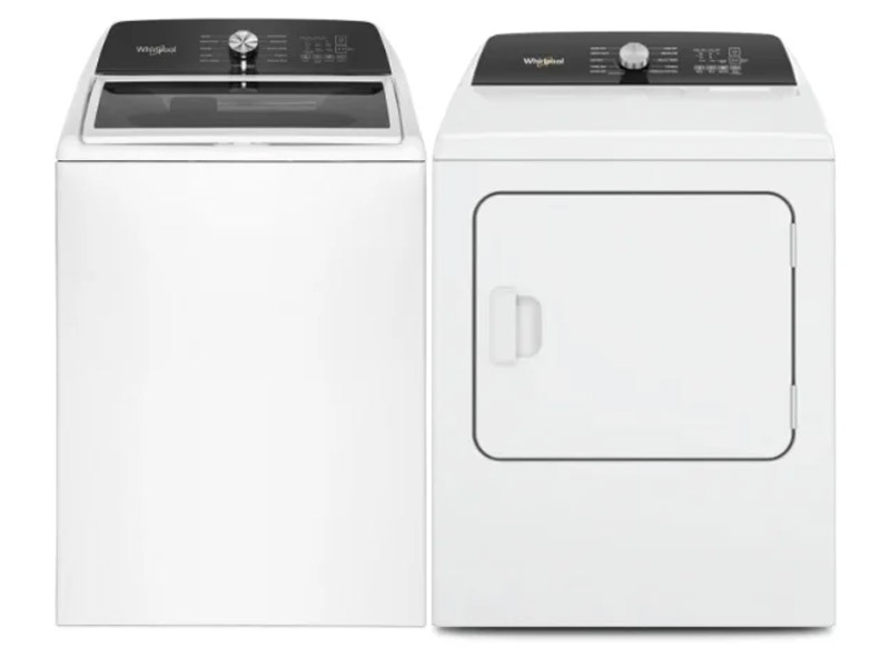 Whirlpool 5.3 Cu. Ft. Top Load Washer and 7.0 Cu. Ft. Top Load Electric Dryer - WTW5020SW-YWED5010LW