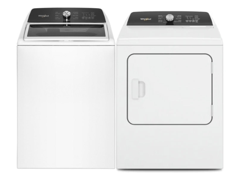 Whirlpool 5.2 Cu. Ft. Top Load Washer and 7.0 Cu. Ft. Top Load Dryer - WTW5025SW-YWED5010LW