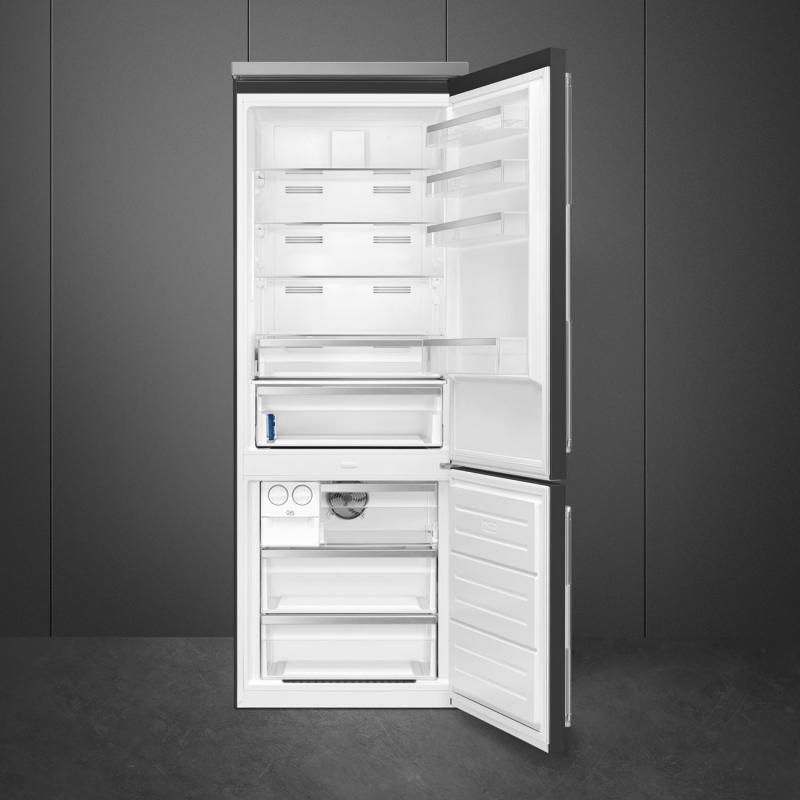 27" SMEG SPR Bottom Mount Freestanding Refrigerator in Black - BM27URMB