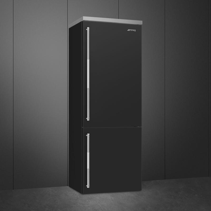 27" SMEG SPR Bottom Mount Freestanding Refrigerator in Black - BM27URMB