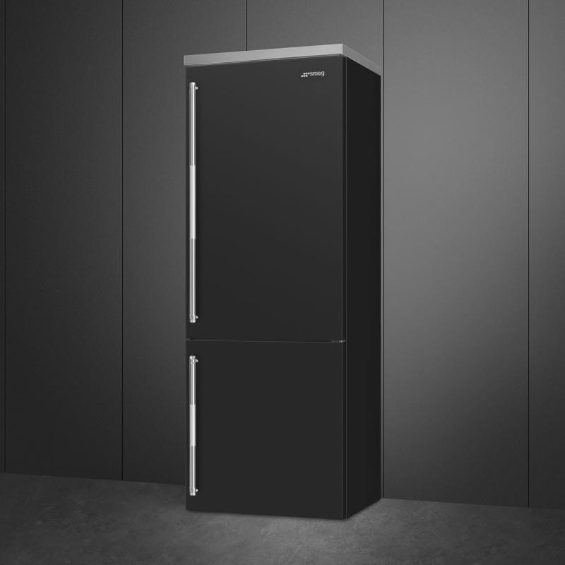 27" SMEG SPR Bottom Mount Freestanding Refrigerator in Black - BM27URMB