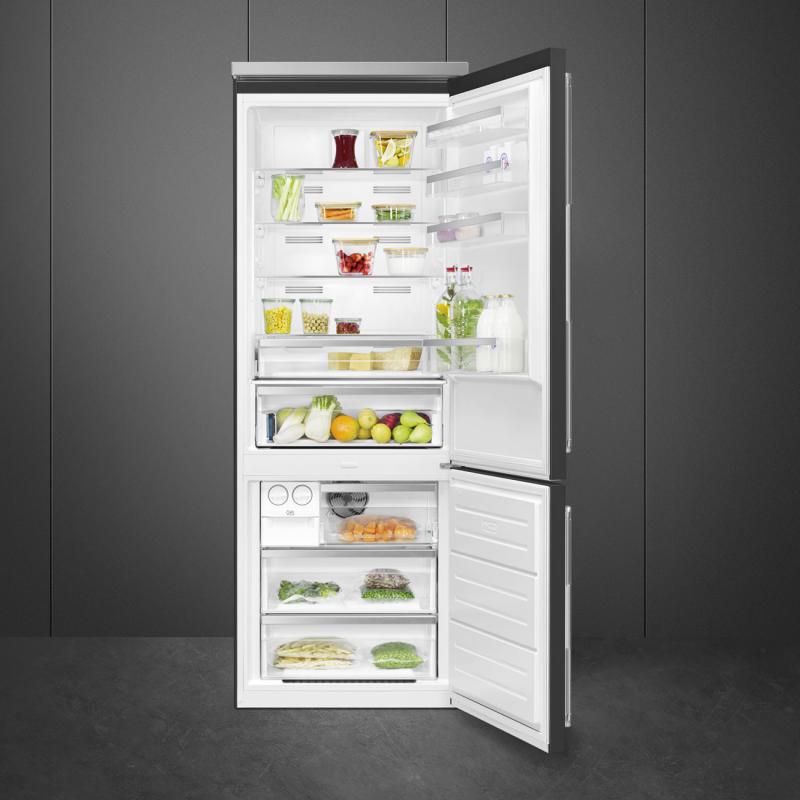 27" SMEG SPR Bottom Mount Freestanding Refrigerator in Black - BM27URMB