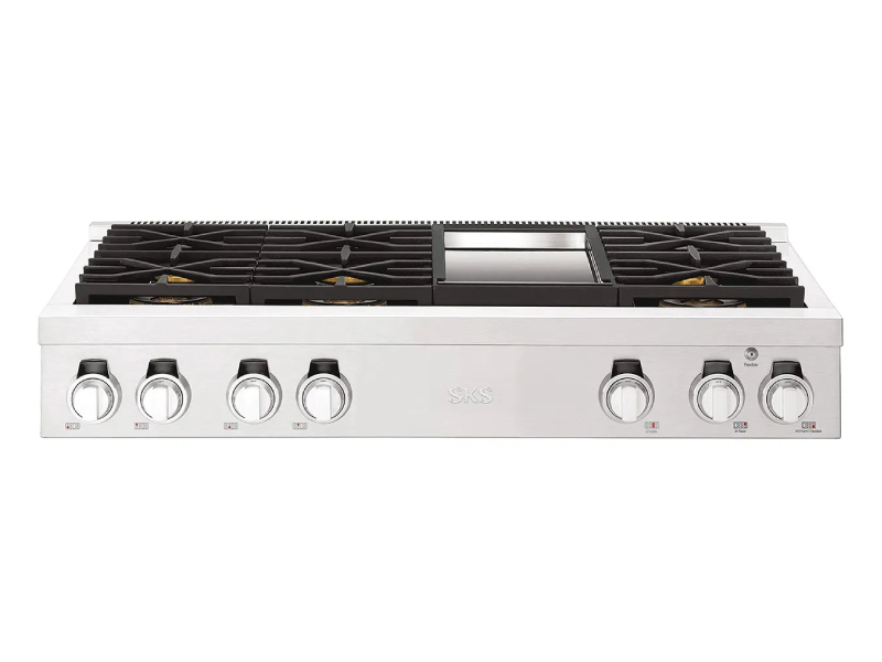 48" Signature Kitchen Suite Gas Pro Rangetop 6 Burners and Griddle - SKSRT480GS