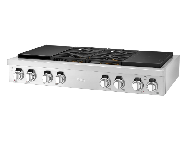 48" Signature Kitchen Suite Dual-Fuel Pro Rangetop with Sous Vide and Induction - SKSRT480SIS