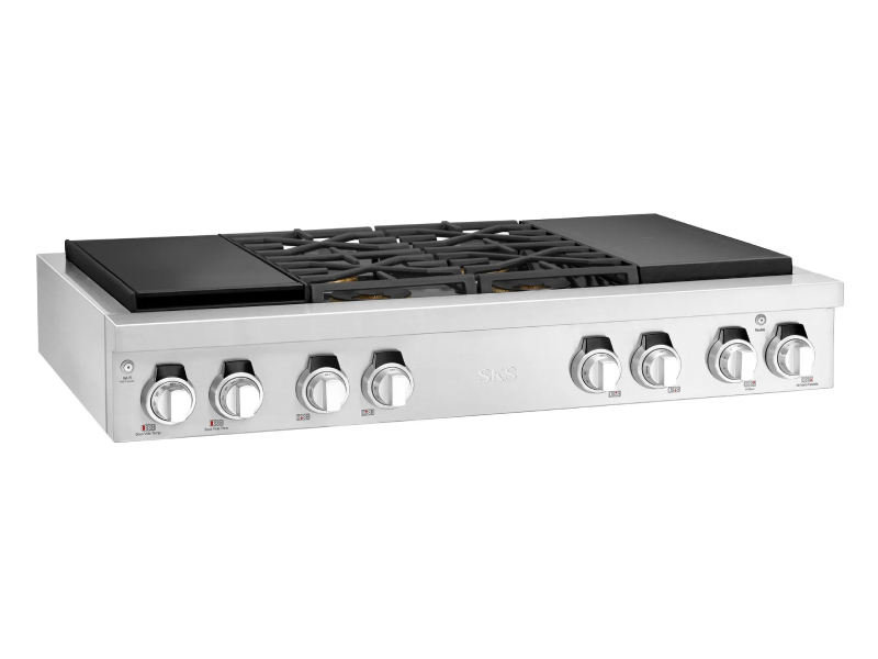 48" Signature Kitchen Suite Dual-Fuel Pro Rangetop with Sous Vide and Induction - SKSRT480SIS