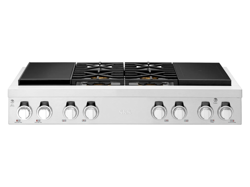 48" Signature Kitchen Suite Dual-Fuel Pro Rangetop with Sous Vide and Induction - SKSRT480SIS