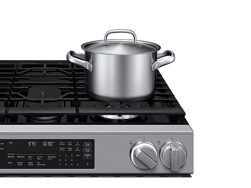 30" Samsung 6.0 Cu. Ft. Gas Slide-In Range with 90H Flex Duo True Convection with Air Fry Max Illuminated Precision Knobs - NSG90H60DRAA