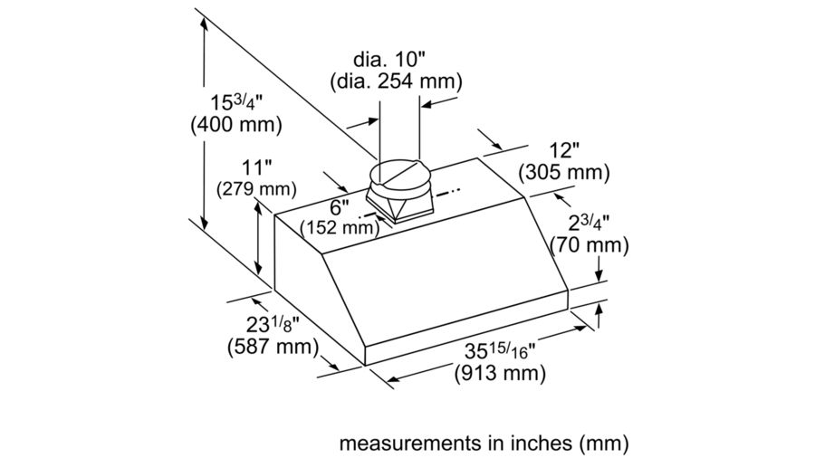 36" Thermador Low-Profile Wall Hood, 1000 CFM - HMWB361WS