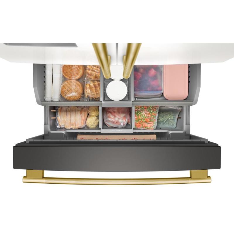 36" Kitchenaid 30 Cu. Ft. French Door Refrigerator with Exterior Water and Ice Dispenser and Wood-Look Sliding Tray in Porcelain White - KRFF436SPL