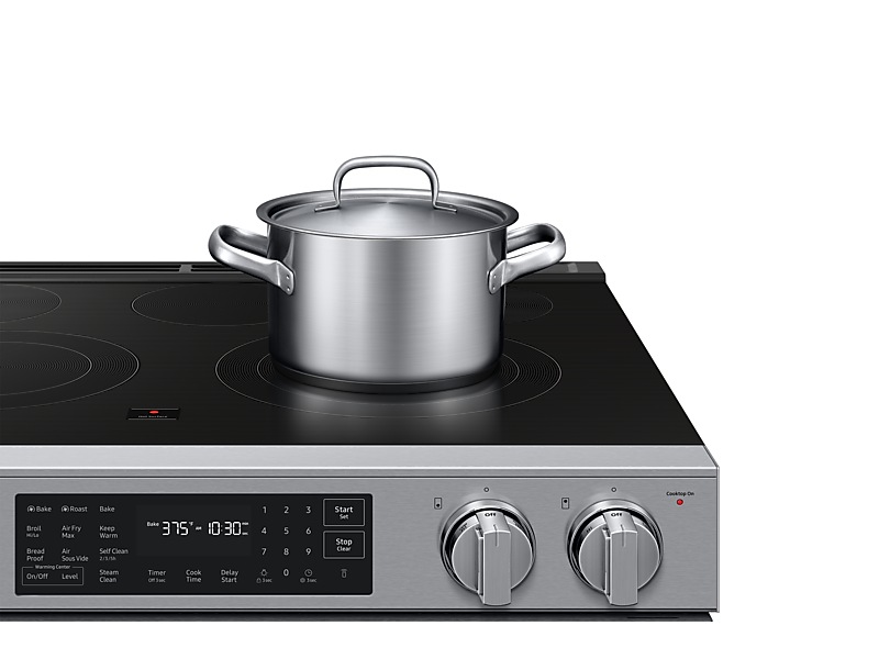 Samsung 6.3 Cu. Ft. Electric Slide-In Range True Convection with Air Fry Max | Air Sous Vide - NSE80H63XRAC
