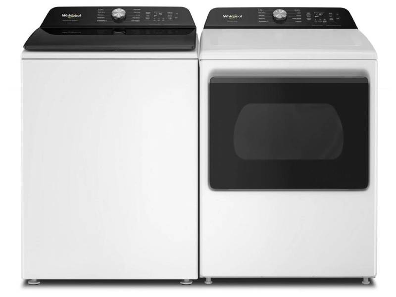 27" Whirlpool Top Load Washer & Smart Electric Dryer - WTW8507TW-YWED8509TW