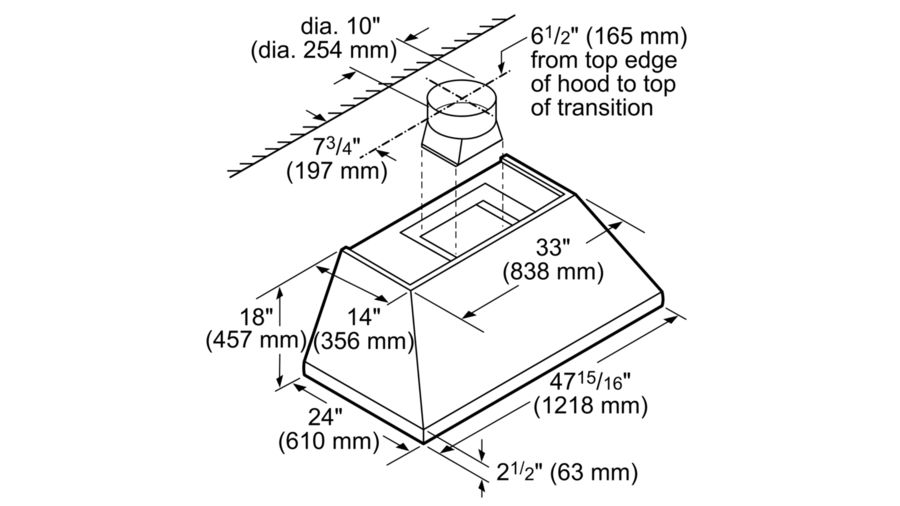 48" Thermador Professional Chimney Wall Hood, Optional Blower - HPCN48WS