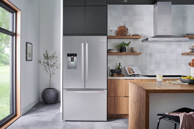 36" Bosch 500 Series French Door Bottom Mount Refrigerator Brushed steel Anti-Fingerprint Total No Frost - B36FD52SNS