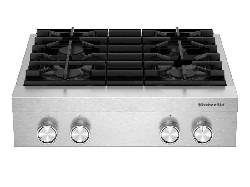 30" KitchenAid 4-Burner Gas Commercial-Style Rangetop - KCGK930TSS