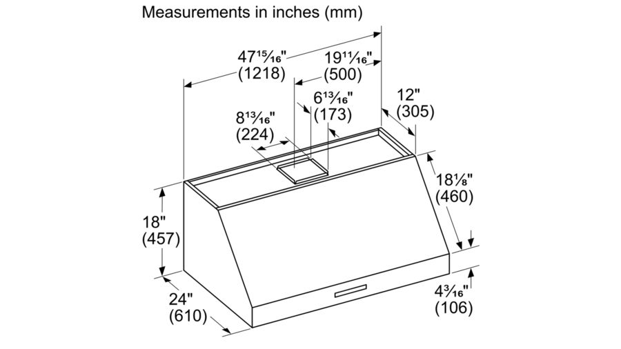 48" Thermador Pro Harmony Wall Hood, Optional Blower - PH48HWS