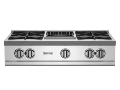 36" Blue Star RGTNB Series Gas Rangetop with 12 Charbroiler in Natural Gas - RGTNB364CBV2