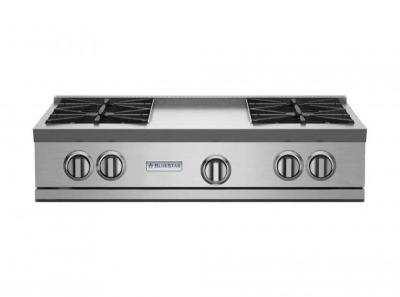 36" Blue Star RGTNB Series Gas Rangetop  with 12 Griddle in Natural Gas - RGTNB364GV2