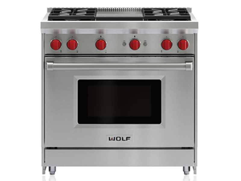 36" Wolf 5.5 Cu. Ft. Freestanding Pro-Style Gas Range - GR364G