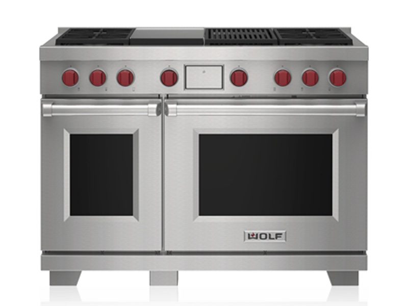 48" Wolf Dual Fuel Range with 4 Burners Infrared Charbroiler and Infrared Griddle - DF48450CG/S/P