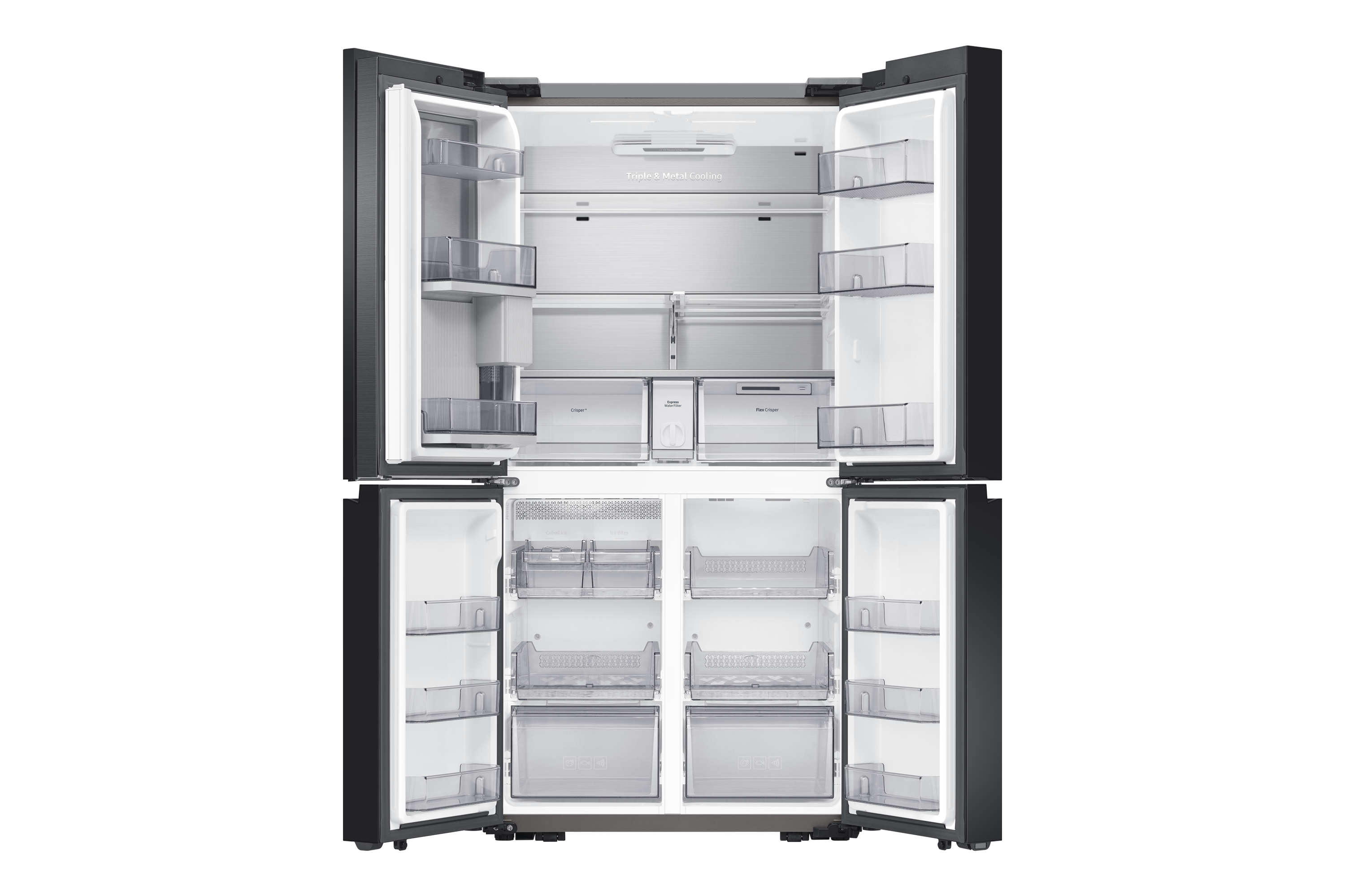 36" Samsung 29 Cu. Ft. Bespoke 4-Door Flex French Door Refrigerators With Gray Matte Glass Panel - F-RF29A9673131