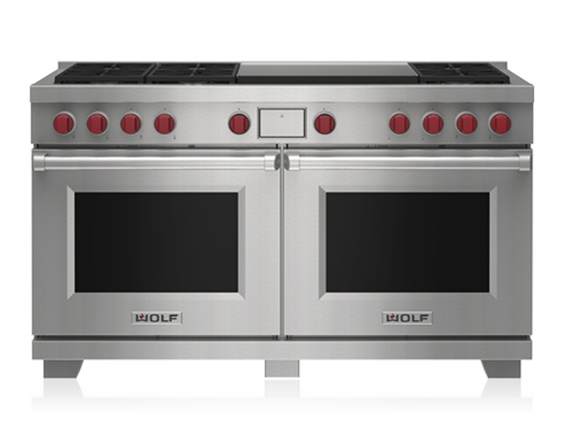 60" Wolf 9 Cu. Ft. Dual Fuel Range with 6 Burners and Infrared Dual Griddle - DF60650DG/S/P