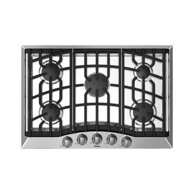 30" Viking Natural Gas Cooktop with 5 Sealed Burners, Continuous Grates - RVGC33015BSS