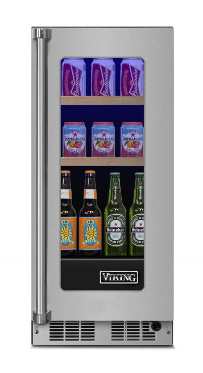 15" Viking  Professional Stainless Steel Glass Door Beverage Center - VBUI5150GRSS