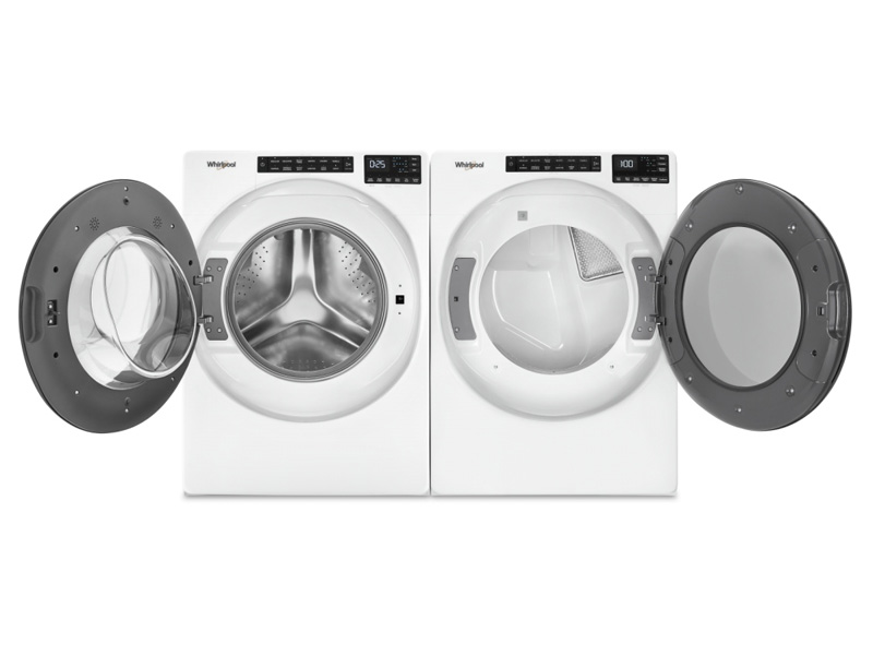 Whirlpool 5.8 Cu. Ft. Front Load Washer and 7.4 Cu. Ft. Electric Wrinkle Shield Front Load Dryer  -  WFW6605MW-YWED6605MW