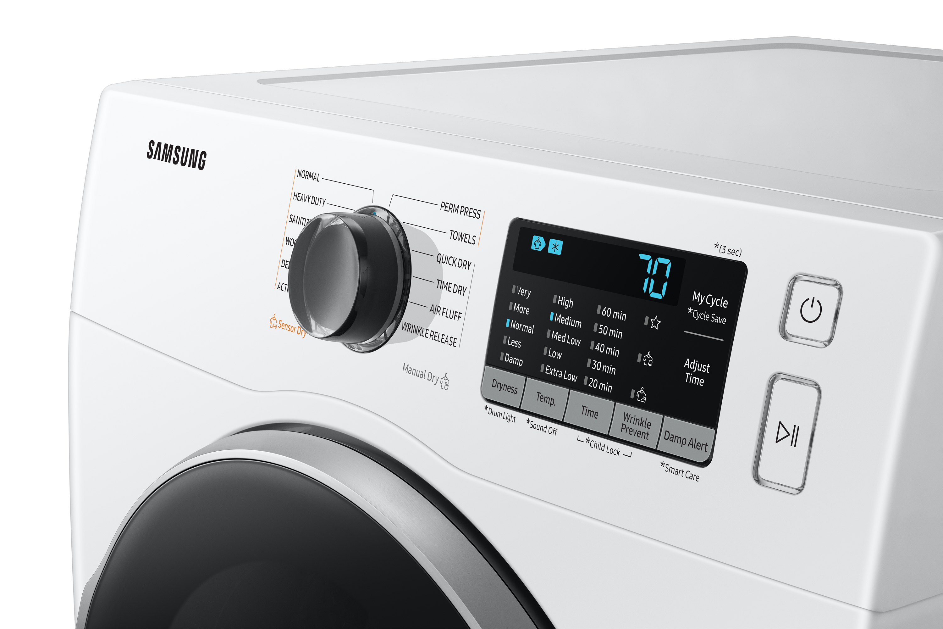 24" Samsung 4.0 Cu. Ft. Dryer with Sensor Dry and Smart Care - DV25B6800EW/AC