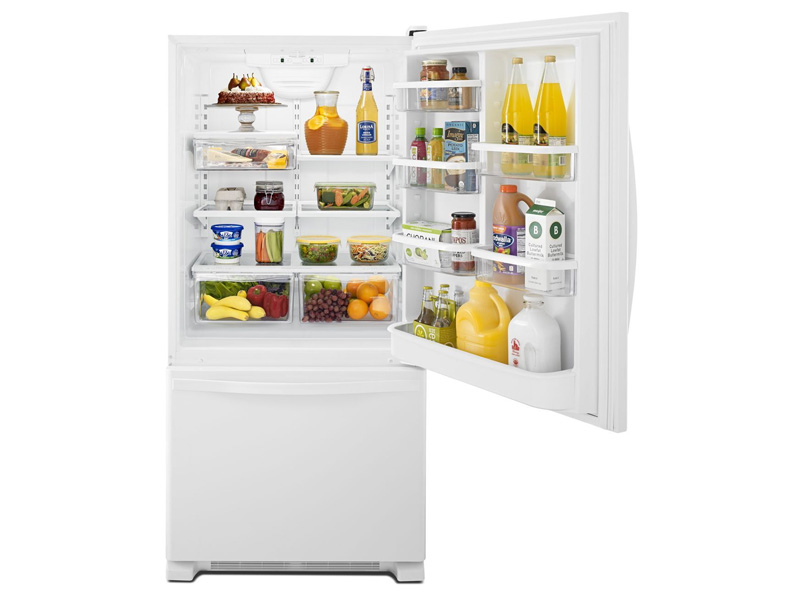 30" Whirlpool 19 Cu. Ft. Bottom-Freezer Refrigerator with Freezer Drawer - WRB329DFBW