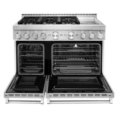 48" KitchenAid 6.3 Cu. Ft. Smart Commercial-Style Gas Range With Griddle - KFGC558JSS