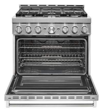 36" KithenAid 5.1 Cu. Ft. Smart Commercial-Style Gas Range With 6 Burners - KFGC506JSS