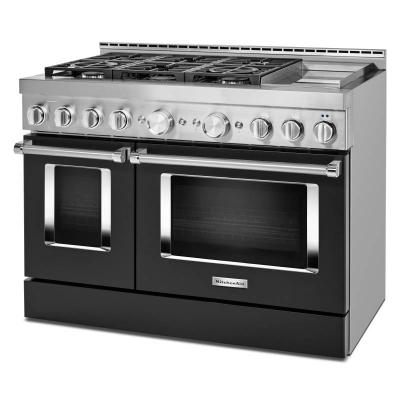 48" KitchenAid 6.3 Cu. Ft. Imperial Black Gas Sealed Burner Range With Griddle - KFGC558JBK