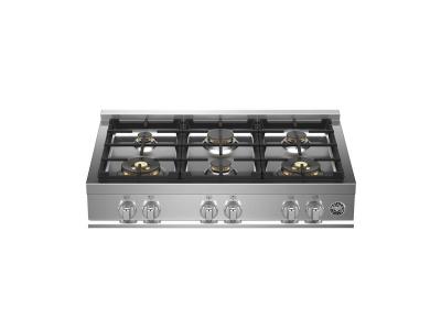 36" Bertazzoni Master Series Gas Rangetop With 6 Brass Burners - MAST366RTBXT