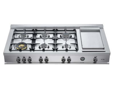 48" Bertazzoni Master Series Gas Rangetop with 6 Sealed Burners and Griddle - CB48M6G00X