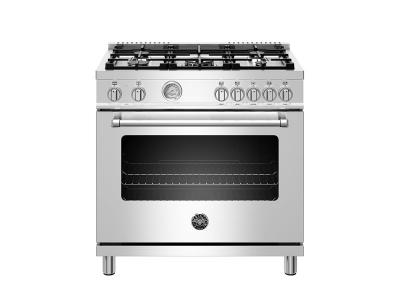 36" Bertazzoni Dual Fuel Range 5 Burner Electric Oven - MAST365DFMXE