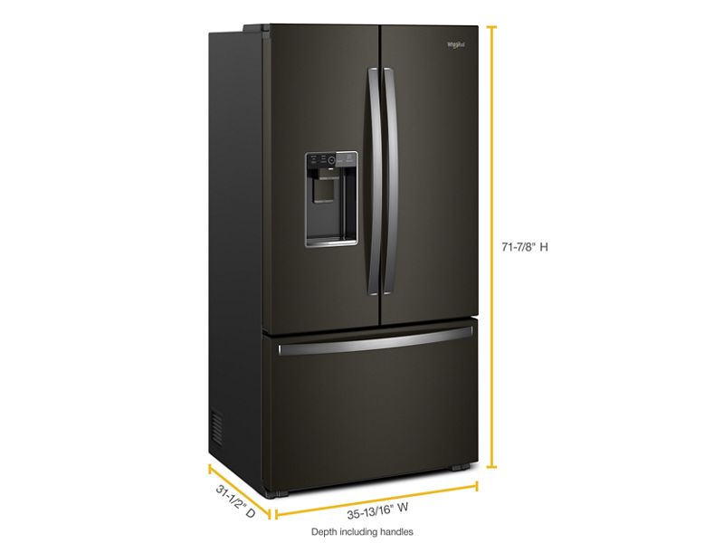 36" Whirlpool Counter Depth French Door Refrigerator in Black Stainless Steel - WRFC9636RV