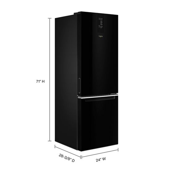 24" Whirlpool 12.9 Cu. Ft. Bottom Freezer Refrigerator In Black - WRB533CZJB