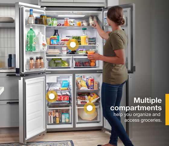 36" Whirlpool 19.4 Cu. Ft. Counter Depth 4 Door Refrigerator  - WRQA59CNKZ