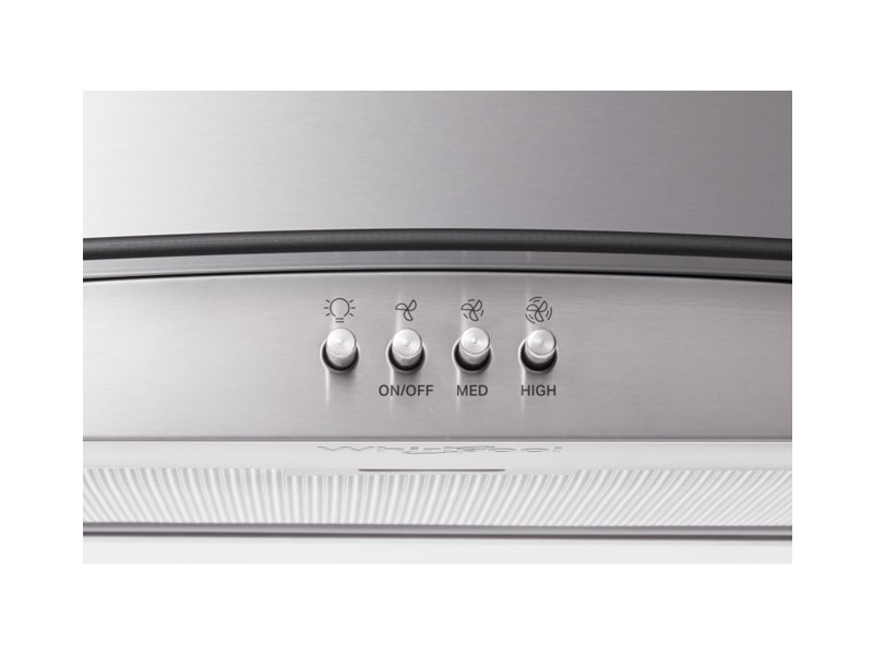 30" Whirlpool Curved Glass Wall Mount Range Hood In Stainless Steel - WVW51UC0LS