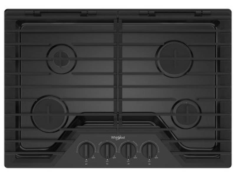30" Whirlpool Gas Cooktop with EZ-2-Lift Hinged Cast-Iron Grates - WCGK5030PB