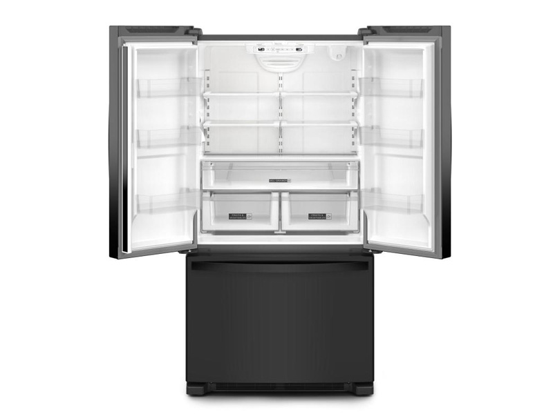 36" Whirlpool 20 Cu. Ft. French Door Bottom Mount Counter Depth Refrigerator in Black - WRFC2036RB