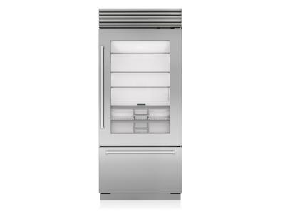 36" SubZero Tubular Handle Left Hinge Classic Over-and-under Refrigerator With Glass Door - CL3650UA/S/T/L