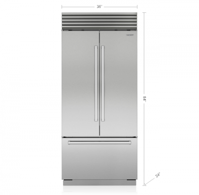 36" SubZero Classic French Door Refrigerator With Tubular Handle in Stainless Steel  - CL3650UFD/S/T