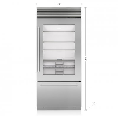 36" SubZero Left Hinge Classic Over-and-Under Refrigerator with Glass Door  - CL3650UG/S/T/L
