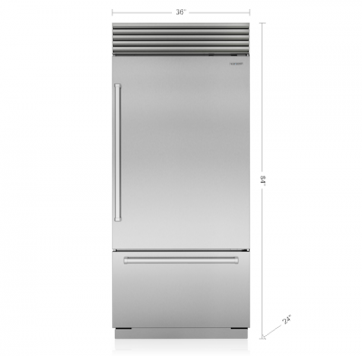 36" SubZero Left Hinge Classic Over-And-Under Refrigerator With Tubular Handle - CL3650U/S/T/L