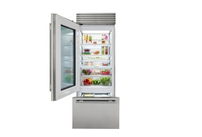 30" SubZero Pro Handle Right Hinge Classic Over-and-Under Refrigerator With Glass Door - CL3050UG/S/P/R