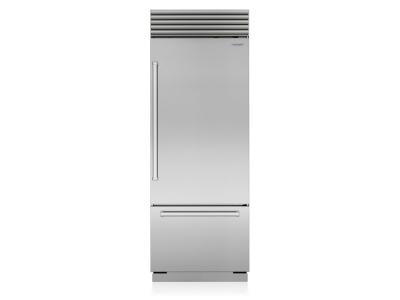 30" SubZero Tubular Handle Left Hinge Classic Over-and-Under Refrigerator With Internal Dispenser - CL3050UID/S/T/L