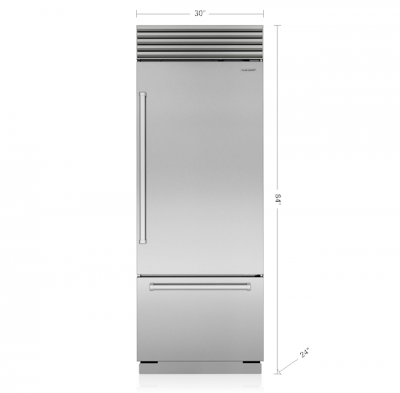 30" SubZero Pro Handle Right Hinge Classic Over-and-Under Refrigerator With Internal Dispenser - CL3050UID/S/P/R