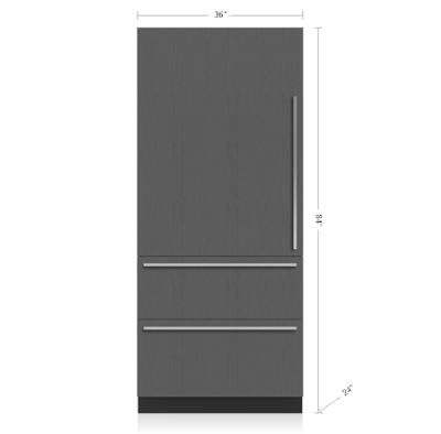 36" SubZero Designer Right Hinge Over-and-Under Refrigerator With Ice Maker and Internal Dispenser - DET3650CIID/R